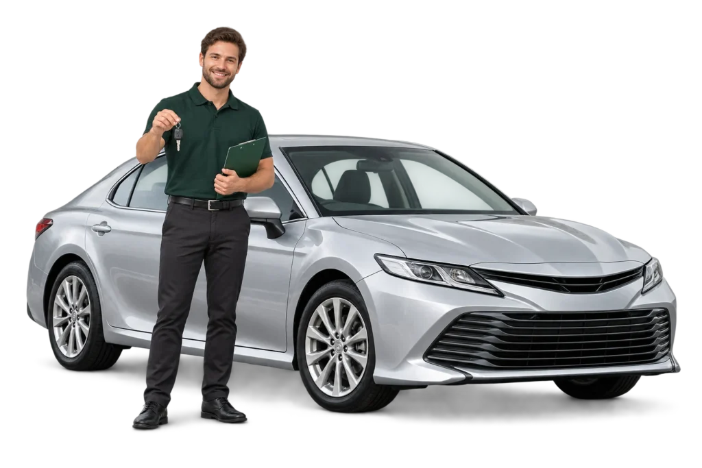 About page vehicle advisor and silver sedan artwork