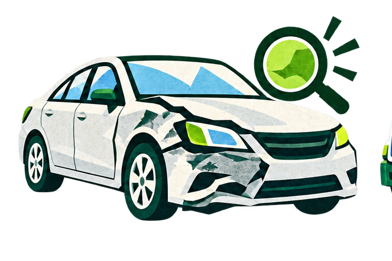 Illustrated blue sedan for damaged vehicle enquiries