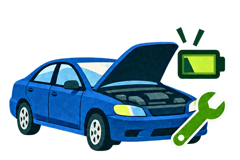Illustrated green sedan for non-running car enquiries